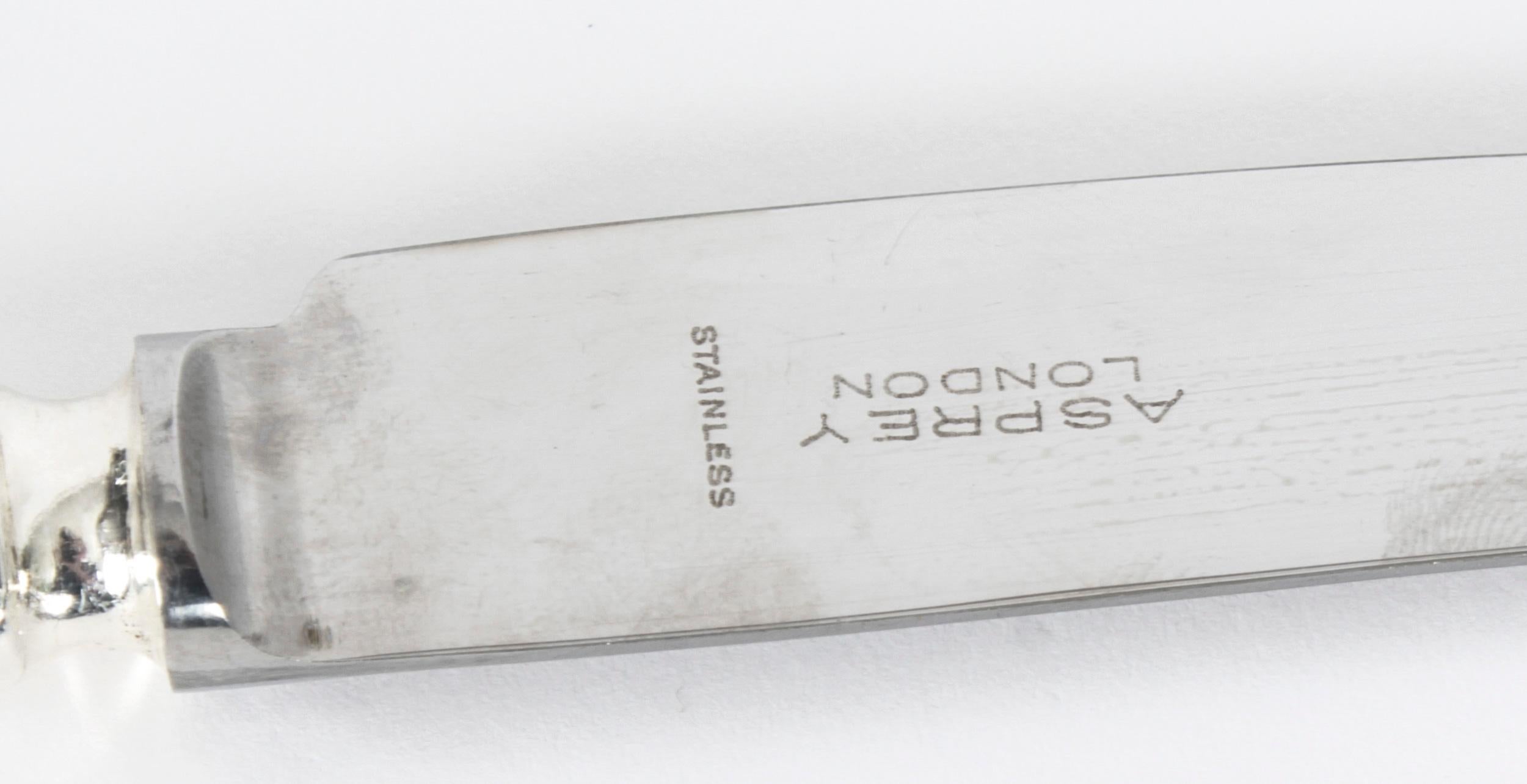 Couverts en argent sterling vintage Asprey 12 Place Canteen datés de 1974, 20ème siècle 7