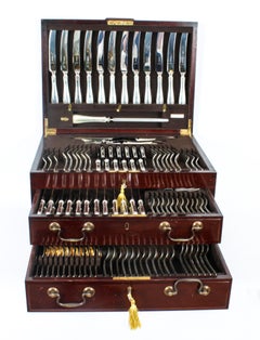 Couverts en argent sterling vintage Asprey 12 Place Canteen datés de 1974, 20ème siècle