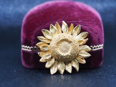 Vintage ASPREY Broche Tournesol en or jaune 18K