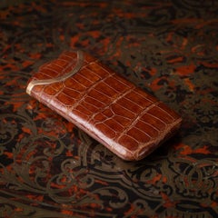 Vintage Asprey Cigar Case, 9K Gold & Crocodile Leather, 1953