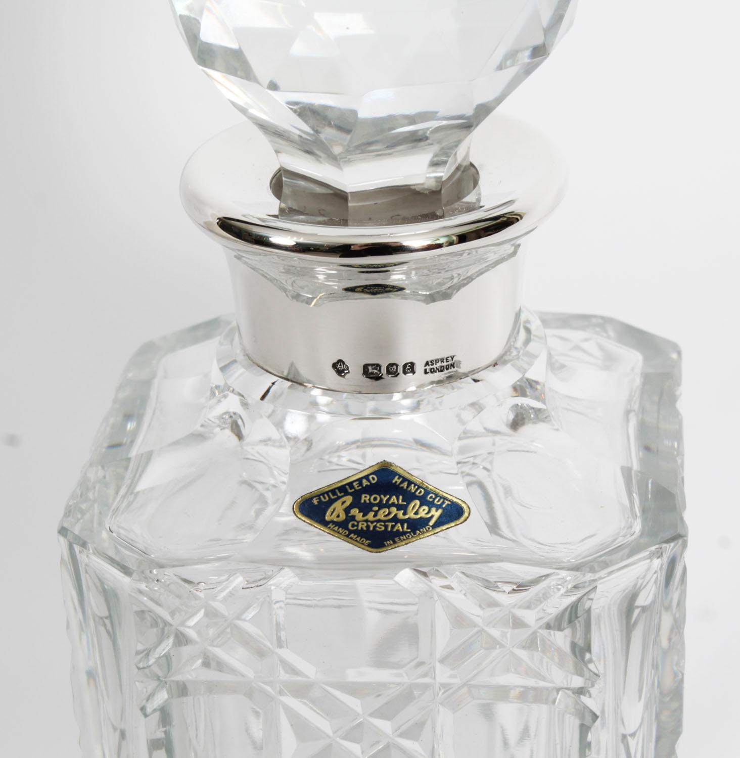 Decantador vintage Asprey & Co de cristal tallado montado en plata de ley Siglo XX en Bueno estado para la venta en London, GB