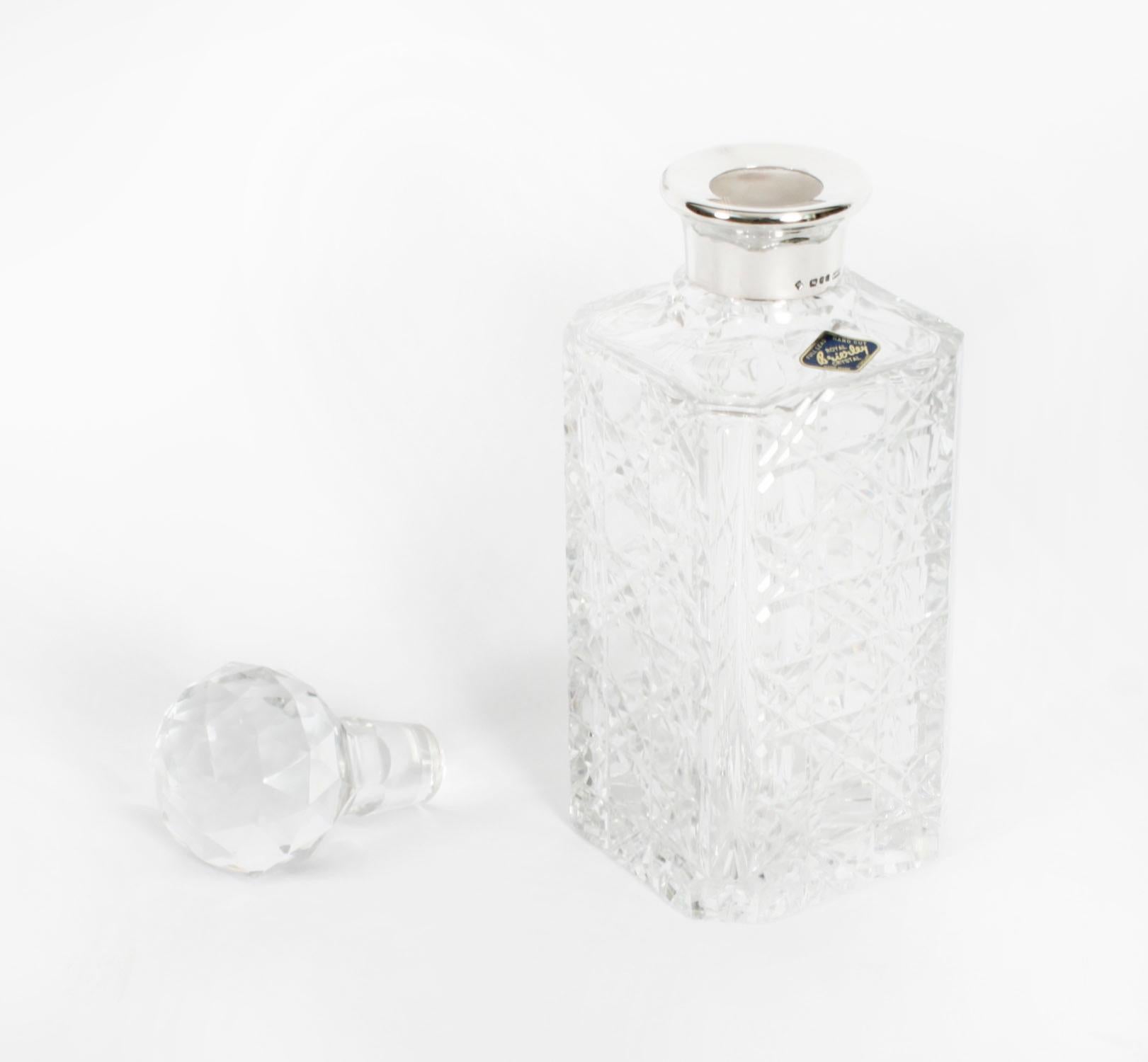 Decantador vintage Asprey & Co de cristal tallado montado en plata de ley Siglo XX en venta 1