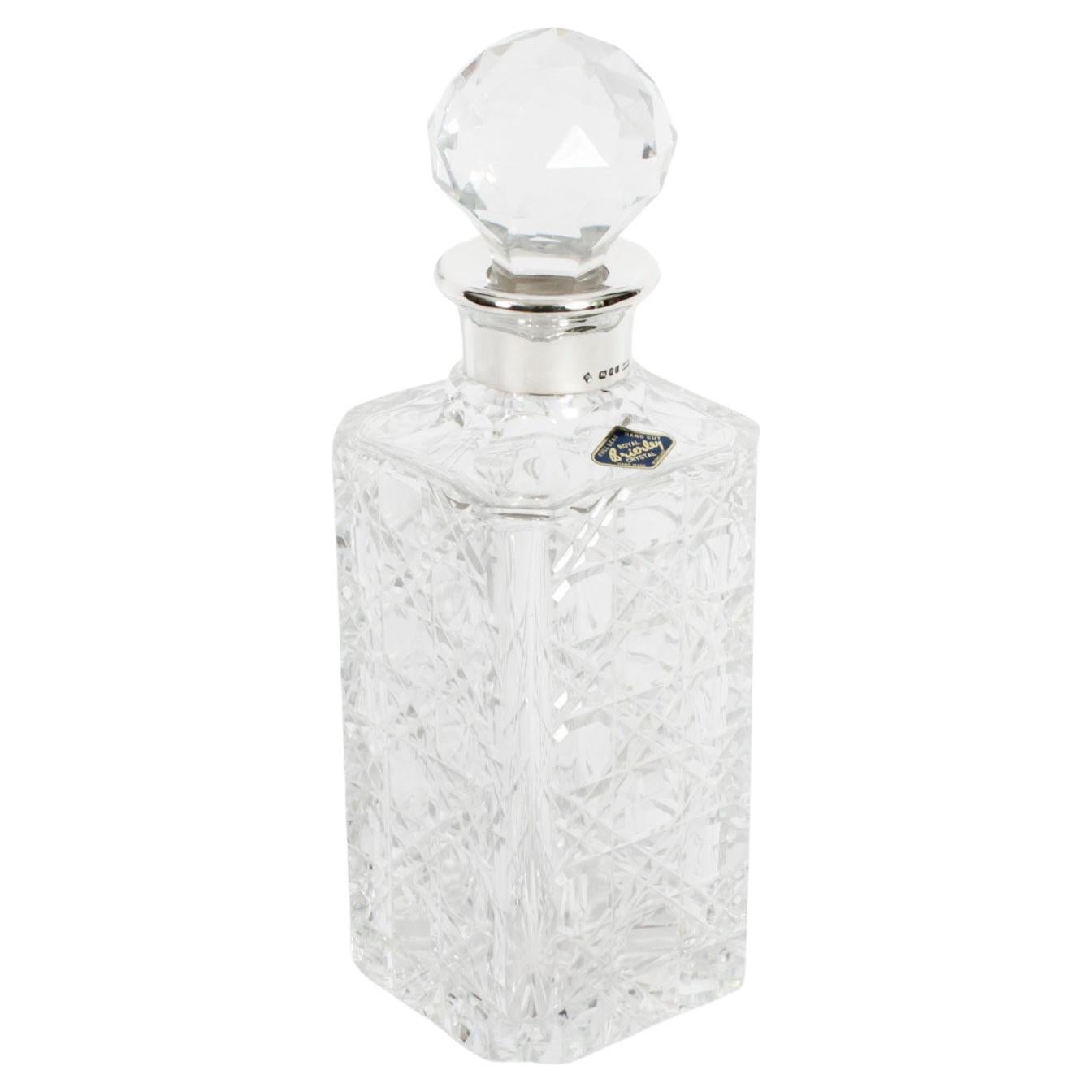 Vintage Asprey & Co Cut Crystal Sterling Silver Mounted Decanter 20th Century