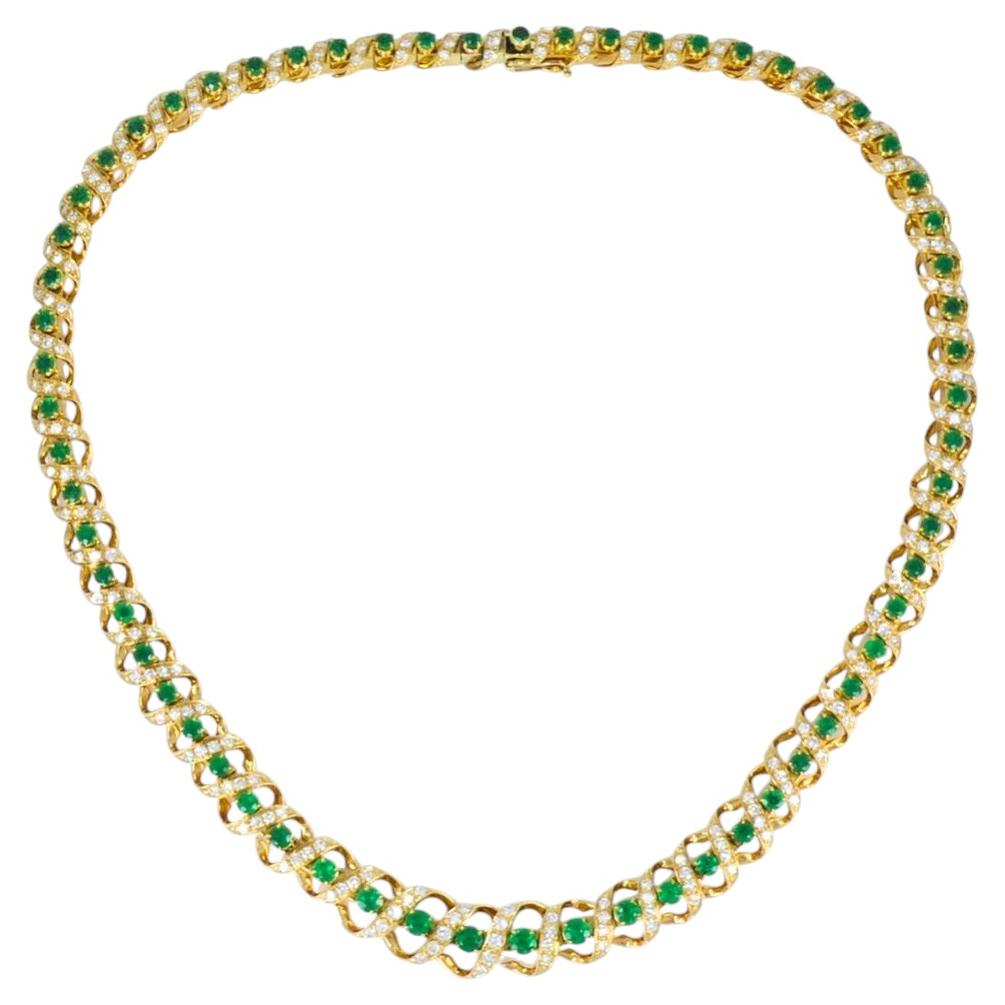 Jahrgang Asprey & Co. Smaragd-Halskette 18k Gold Diamant im Angebot