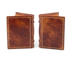 Vintage Asprey & Co Leather And Gilt Bookends Modelled As Open Books