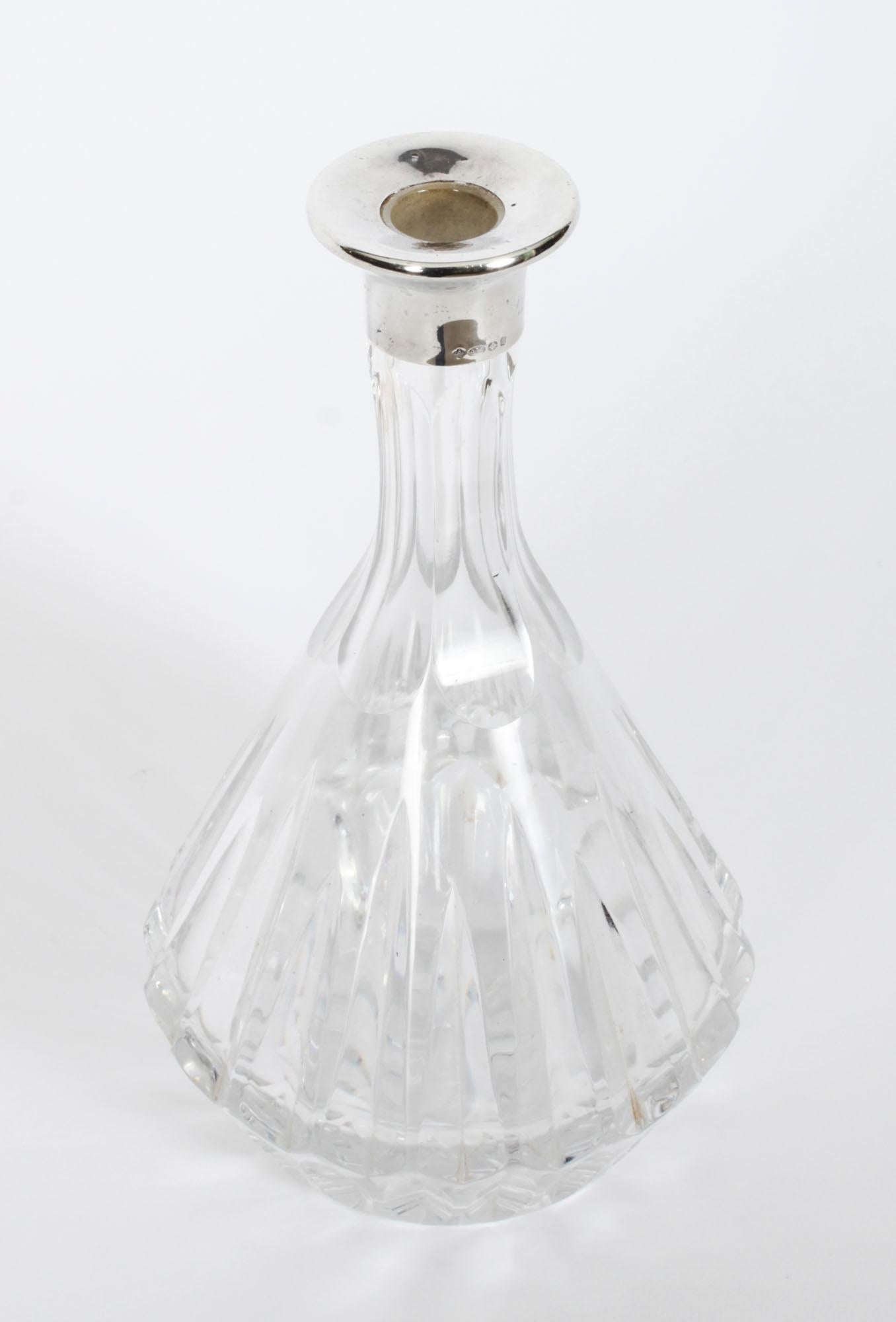 Vintage Asprey Cut Crystal & Sterling Silver Wine Decanter Dated 1983 20th C 2