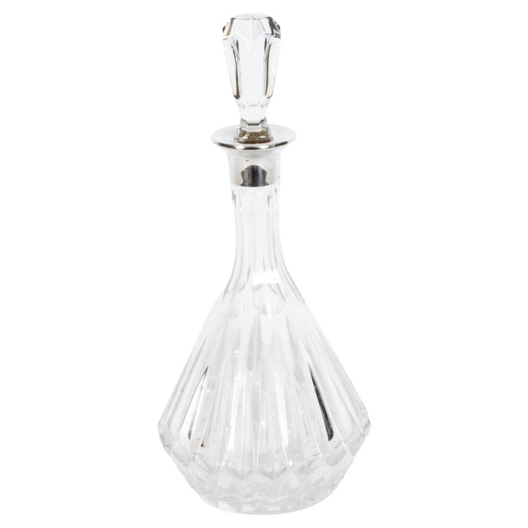 Vintage Asprey Cut Crystal and Sterling Silver Wine Decanter Dated 1983