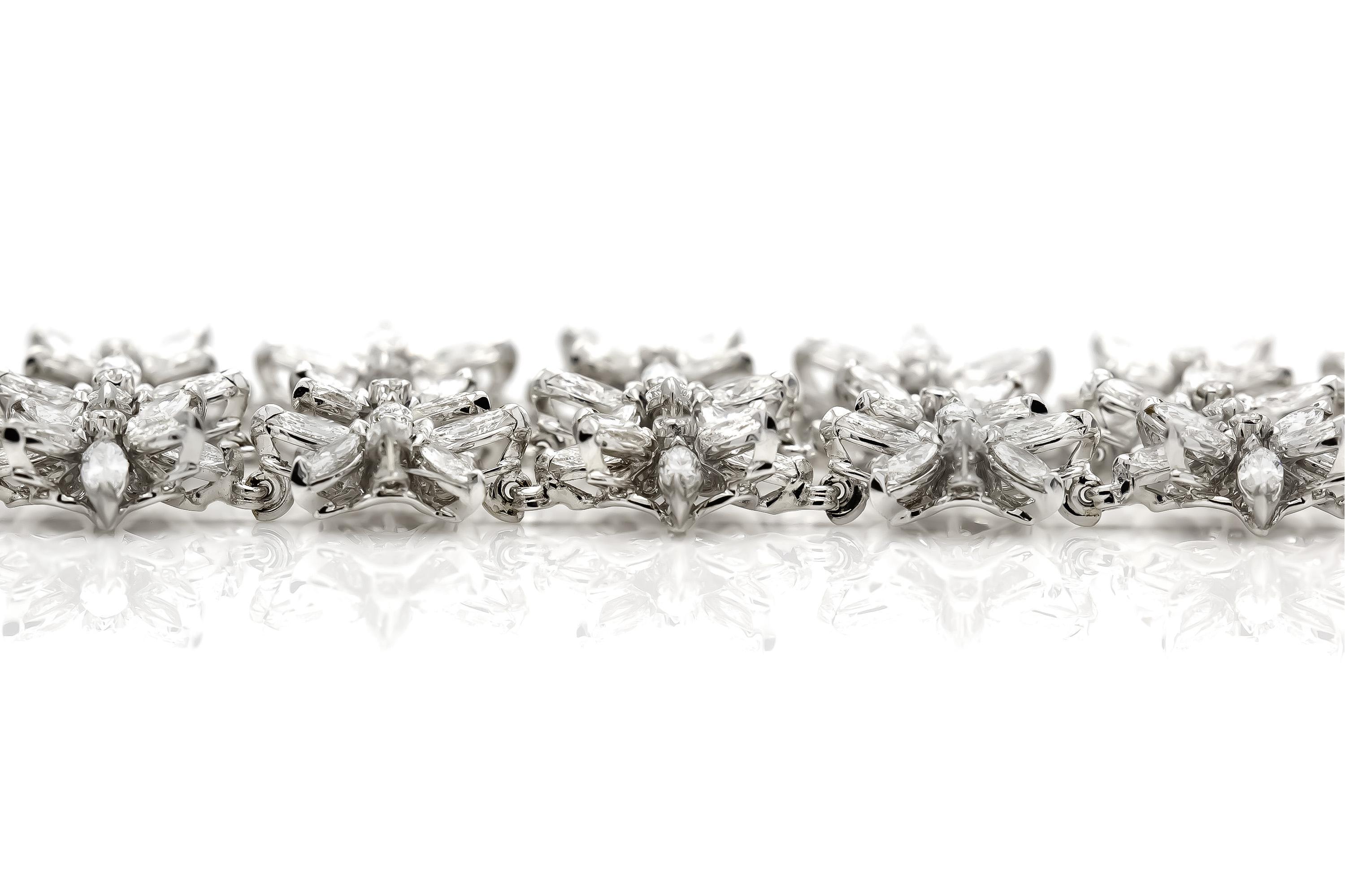 Mixed Cut Vintage Asprey Flower Diamond Bracelet For Sale