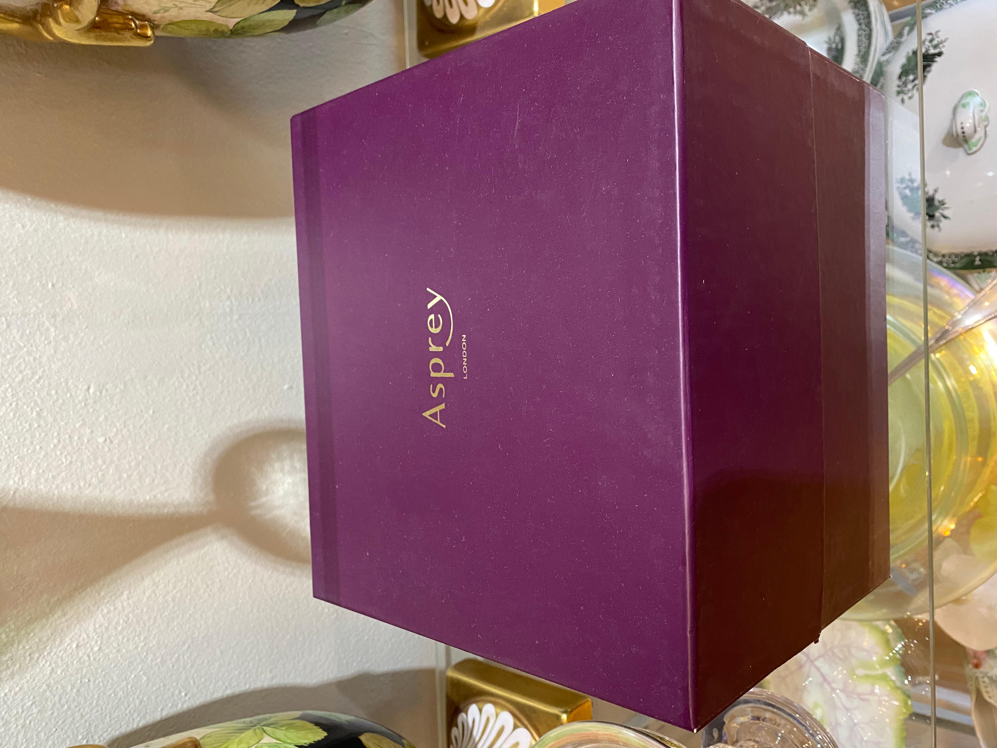 Vintage Asprey London Sterling Silver & Crystal Caviar Server. Original  Box 8
