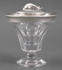 Vintage Asprey London Sterling Silver & Crystal Caviar Server. Original Box