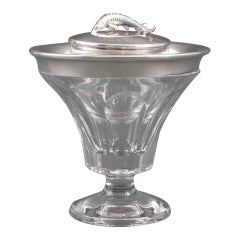 Vintage Asprey London Sterling Silver & Crystal Caviar Server. Original Box