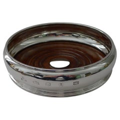 Vintage Asprey Retailed Large Solid Silver Wine / Champagne Coaster