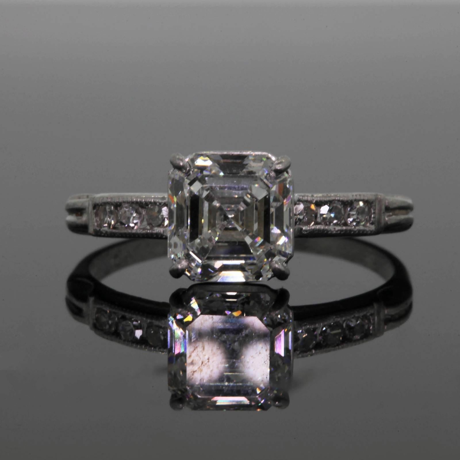 vintage asscher cut diamond engagement rings