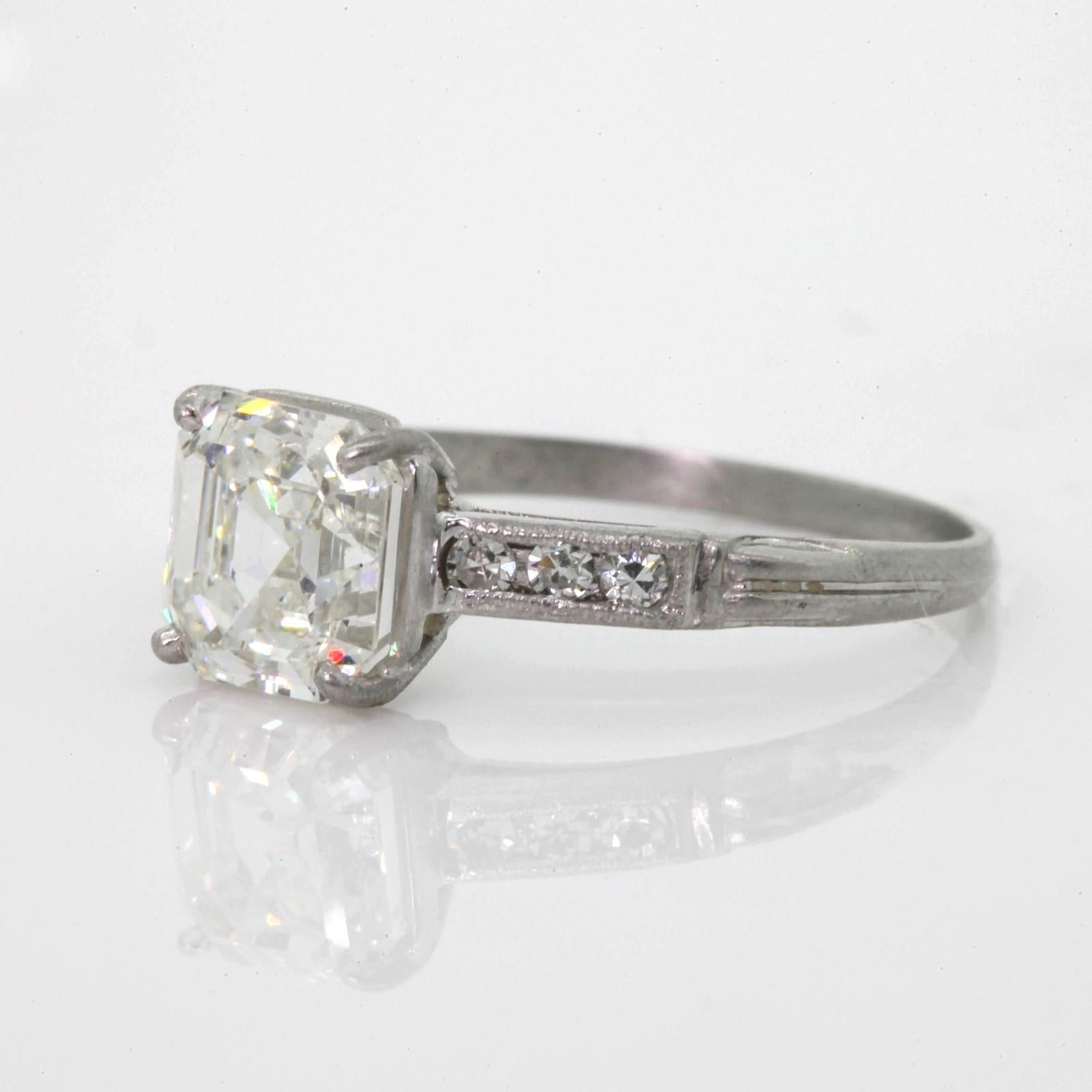 Emerald Cut 1.80 Carat  Asscher Cut Diamond Platinum Engagement Ring