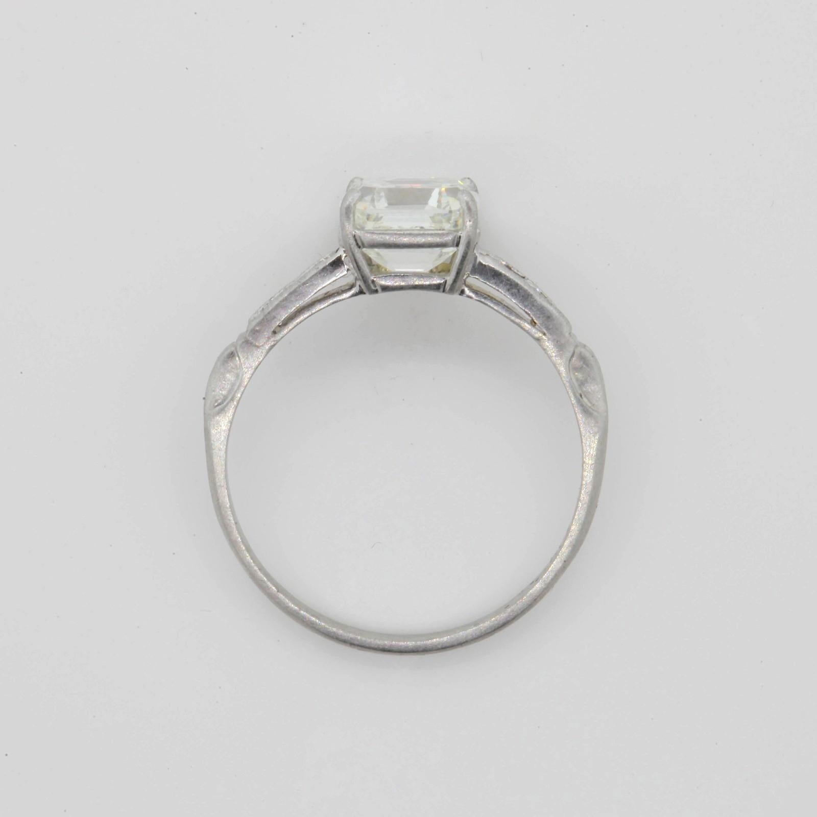 Women's 1.80 Carat  Asscher Cut Diamond Platinum Engagement Ring