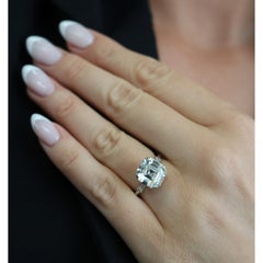 Anello di fidanzamento vintage in platino con diamante taglio Asscher, GIA 5,51 ct, G VS1