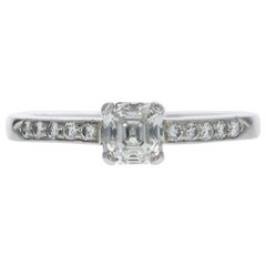 Vintage Asscher Cut Diamond Platinum Engagement Ring 'GIA'