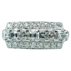 Vintage Asscher Runde Diamant Ring Band Platin Estate Statement-Schmuck