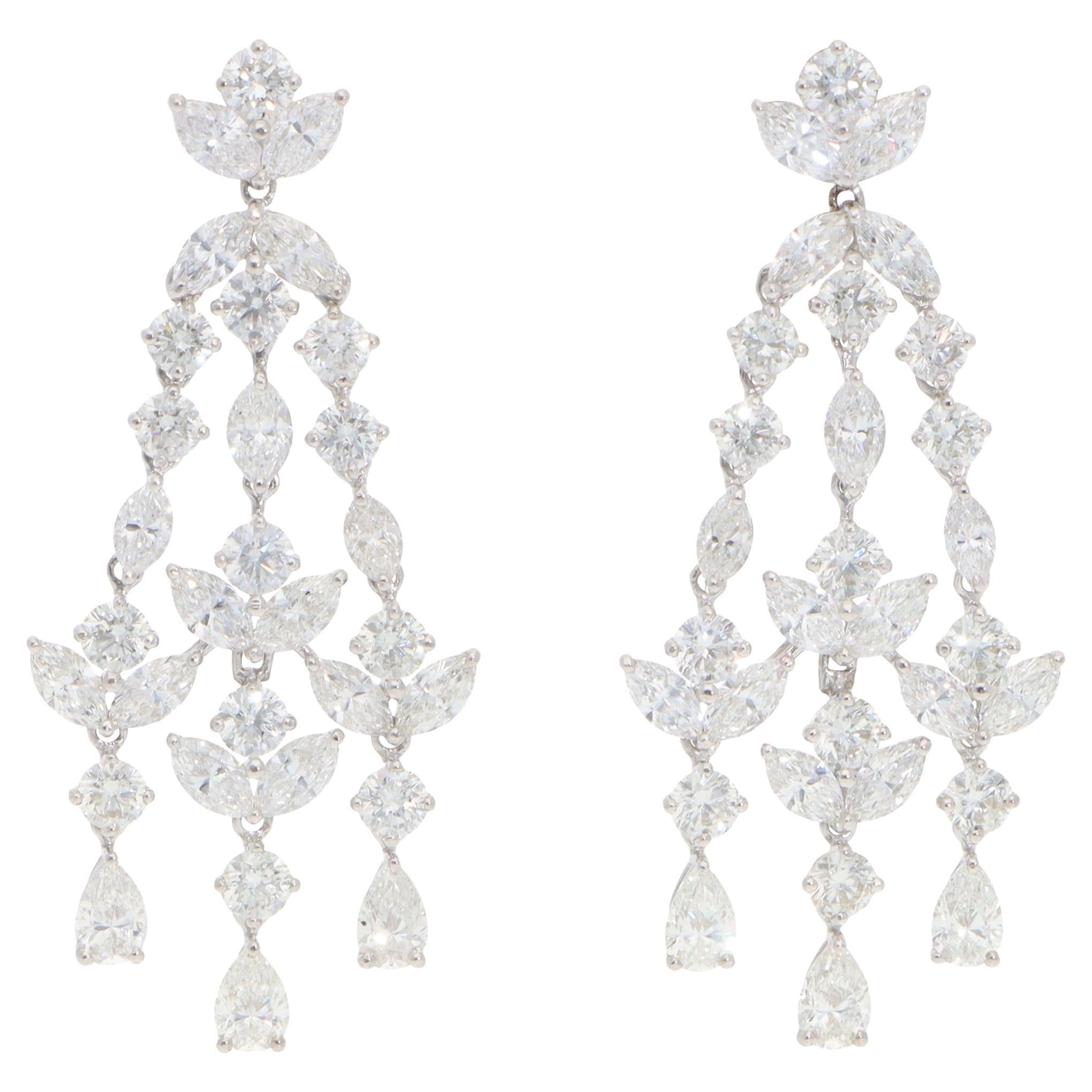 Vintage Assil Diamond Drop Earrings in White Gold