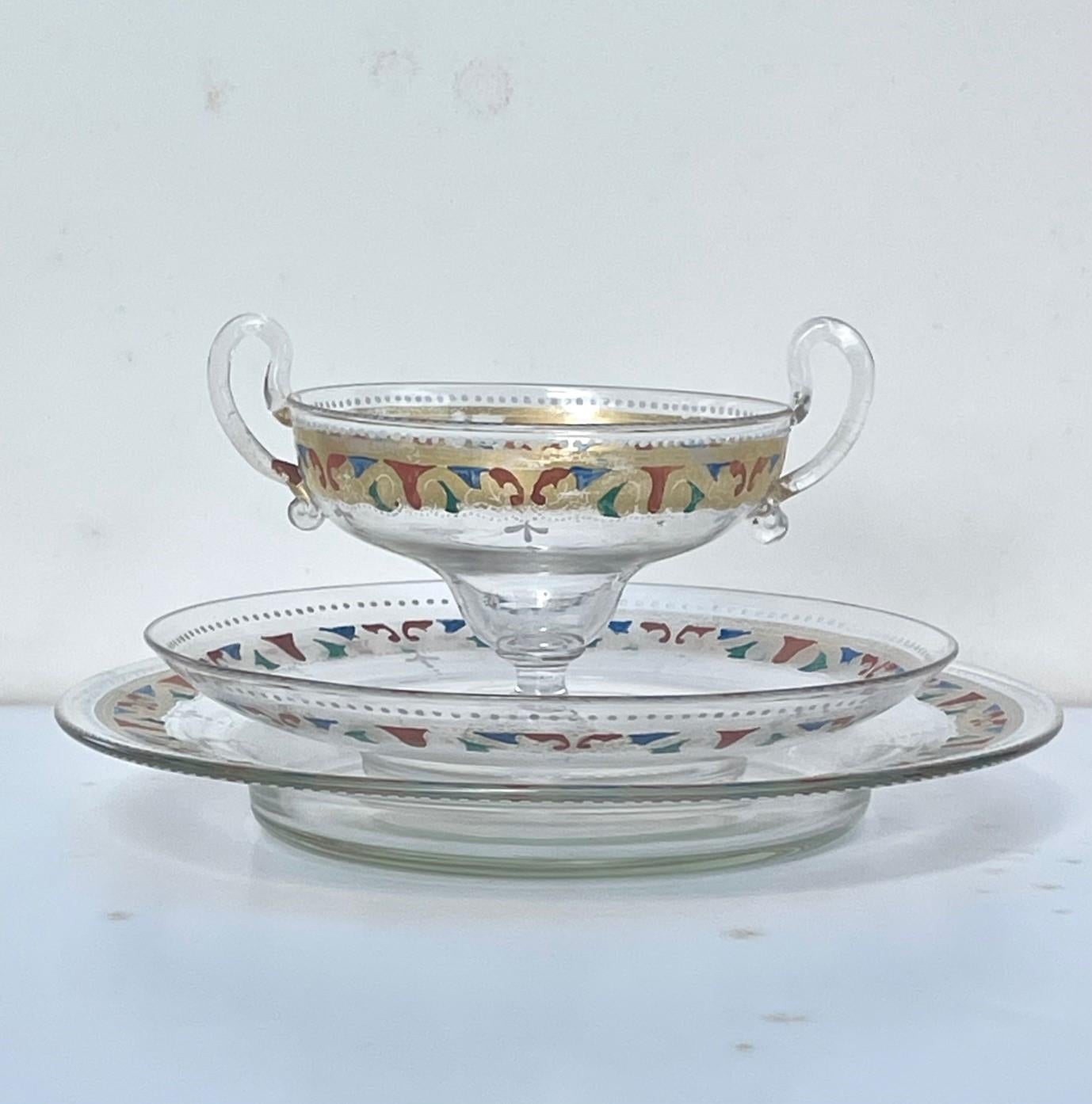 Art Nouveau Vintage Assortment of Bohemian Lobmeyr Style Glassware. For Sale
