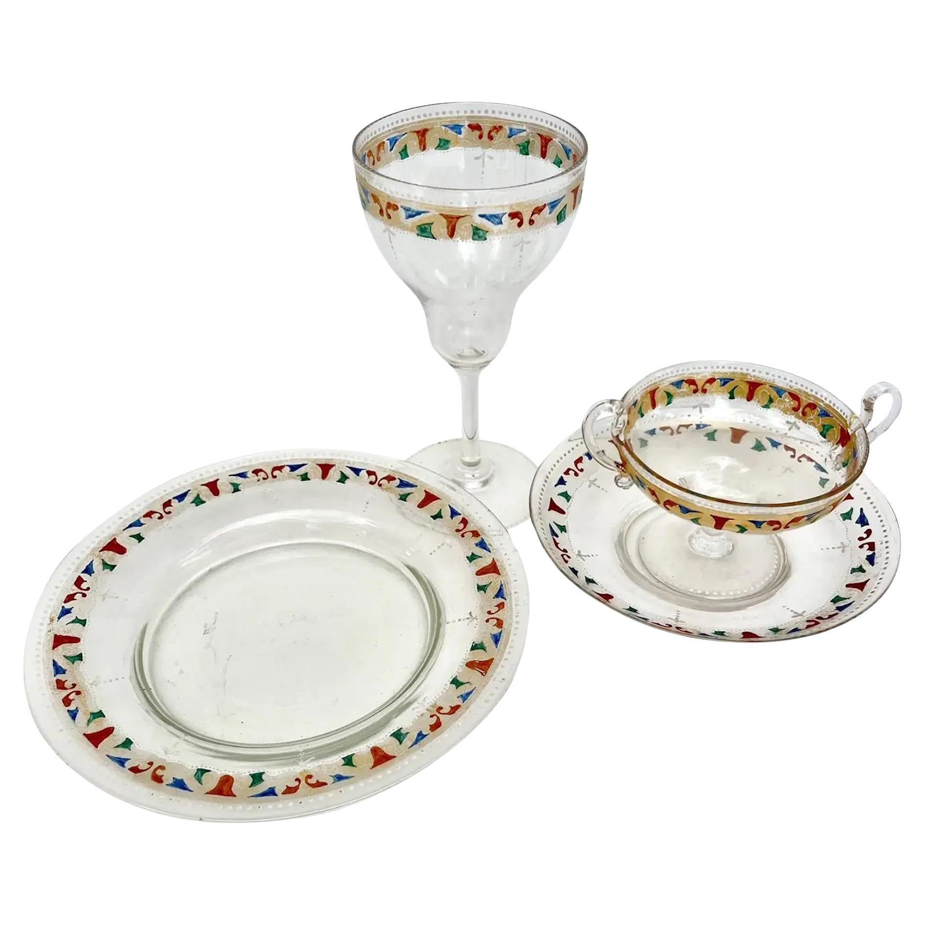 Vintage Assortment of Bohemian Lobmeyr Style Glassware. For Sale