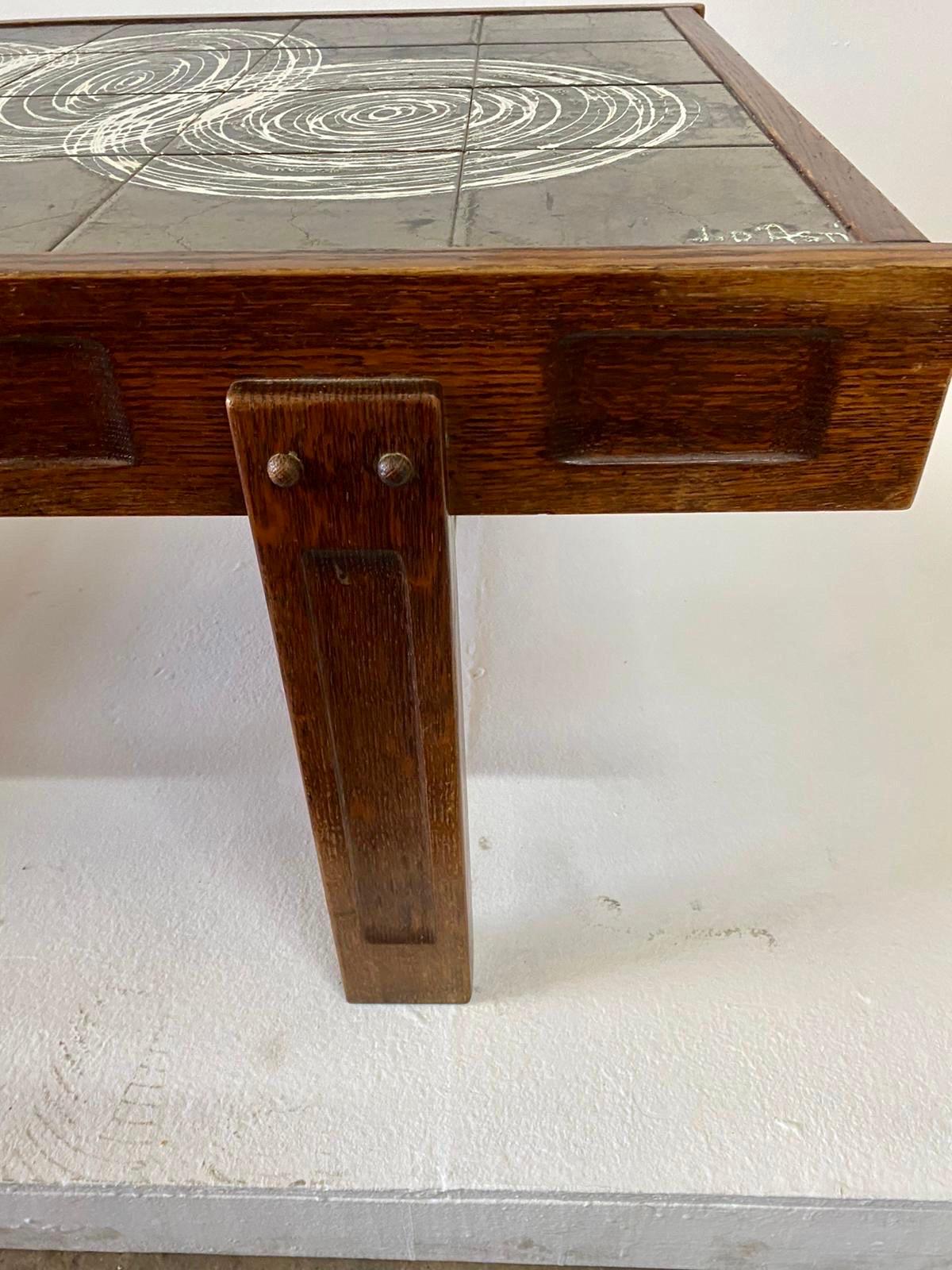 Milieu du XXe siècle Table basse vintage Asti par Vallauris en céramique avec plateau en carreaux en vente