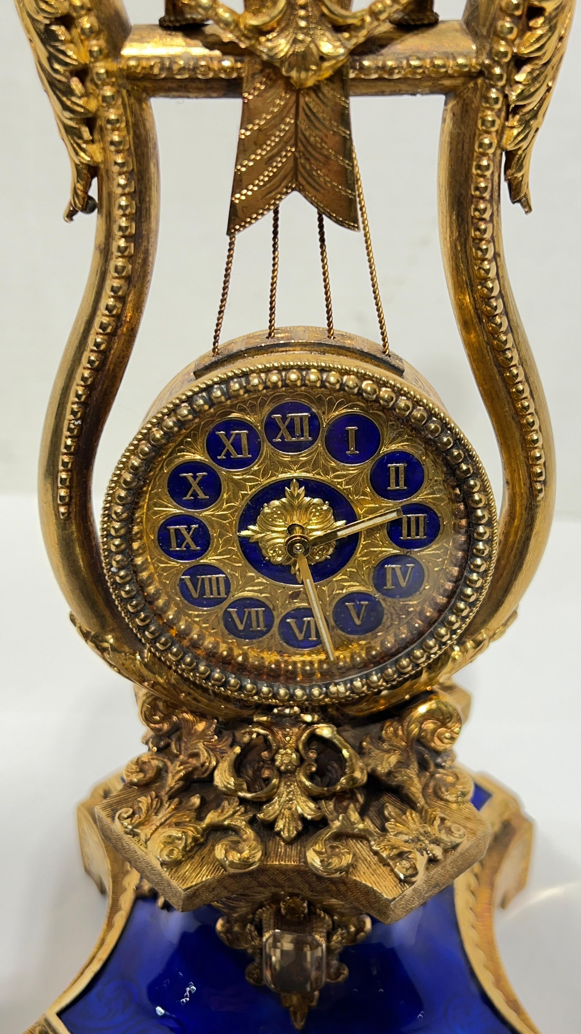Vintage Astro Hungerian Enameled Silver Gilt Musical Clock by Reuge 15