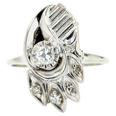 Vintage Asymmetrical Diamond Ring in 14k