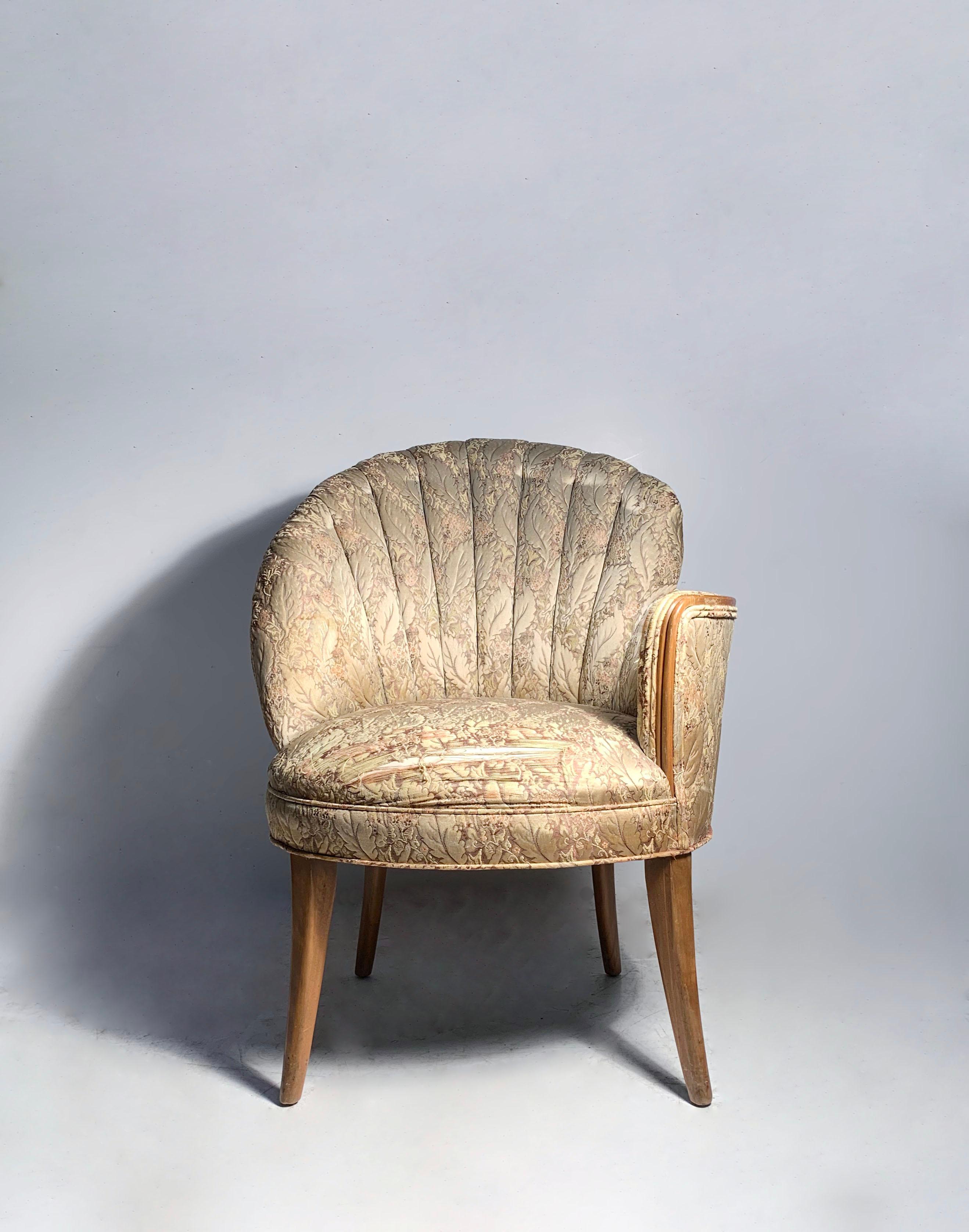 Vintage Hollywood Regency Art Deco Fan / Shell - Back Chairs - Grosfeld House In Good Condition For Sale In Chicago, IL