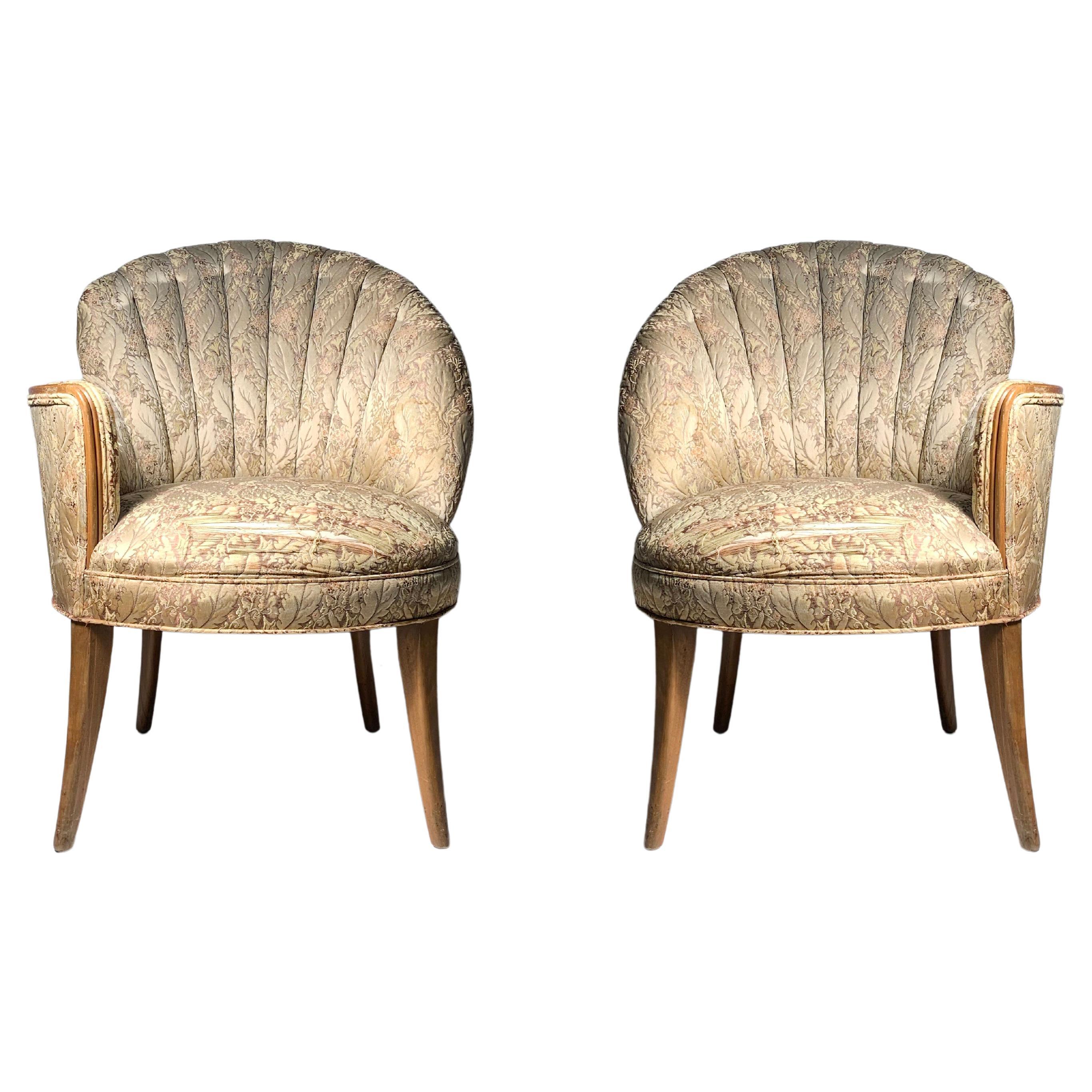 Vintage Hollywood Regency Art Deco Fan / Shell - Back Chairs - Grosfeld House