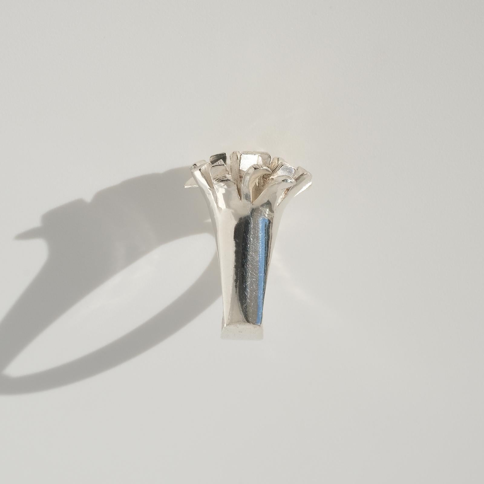 Asymmetrischer schwedischer Silberring im Vintage-Stil von schwedischer Meister Rey Urban, hergestellt 1976 im Angebot 6