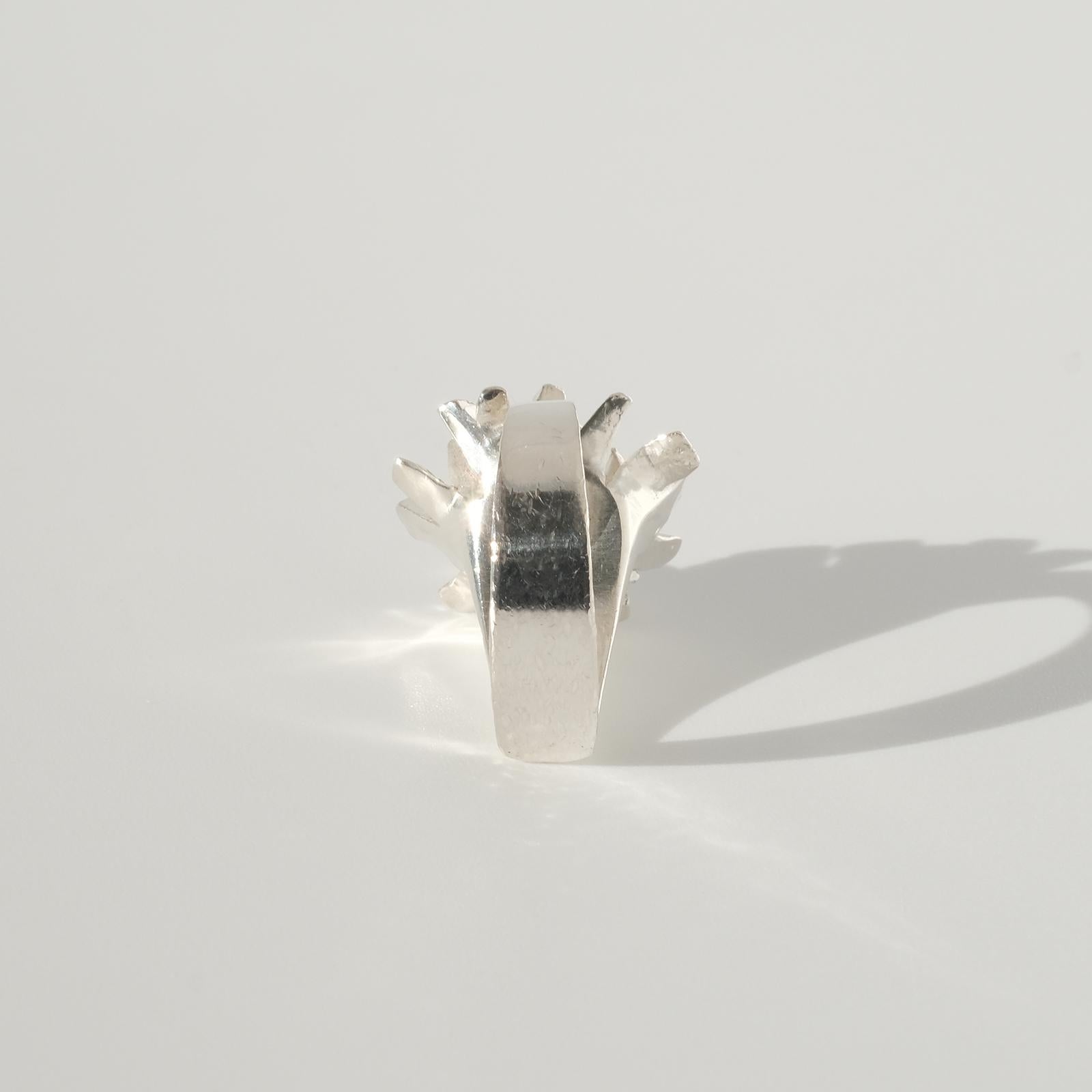 Vintage asymmetrical Silver Ring by Swedish master Rey Urban Made Year 1976 For Sale 3