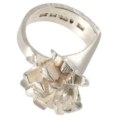 Vintage asymmetrical Silver Ring by Swedish master Rey Urban Made Year 1976