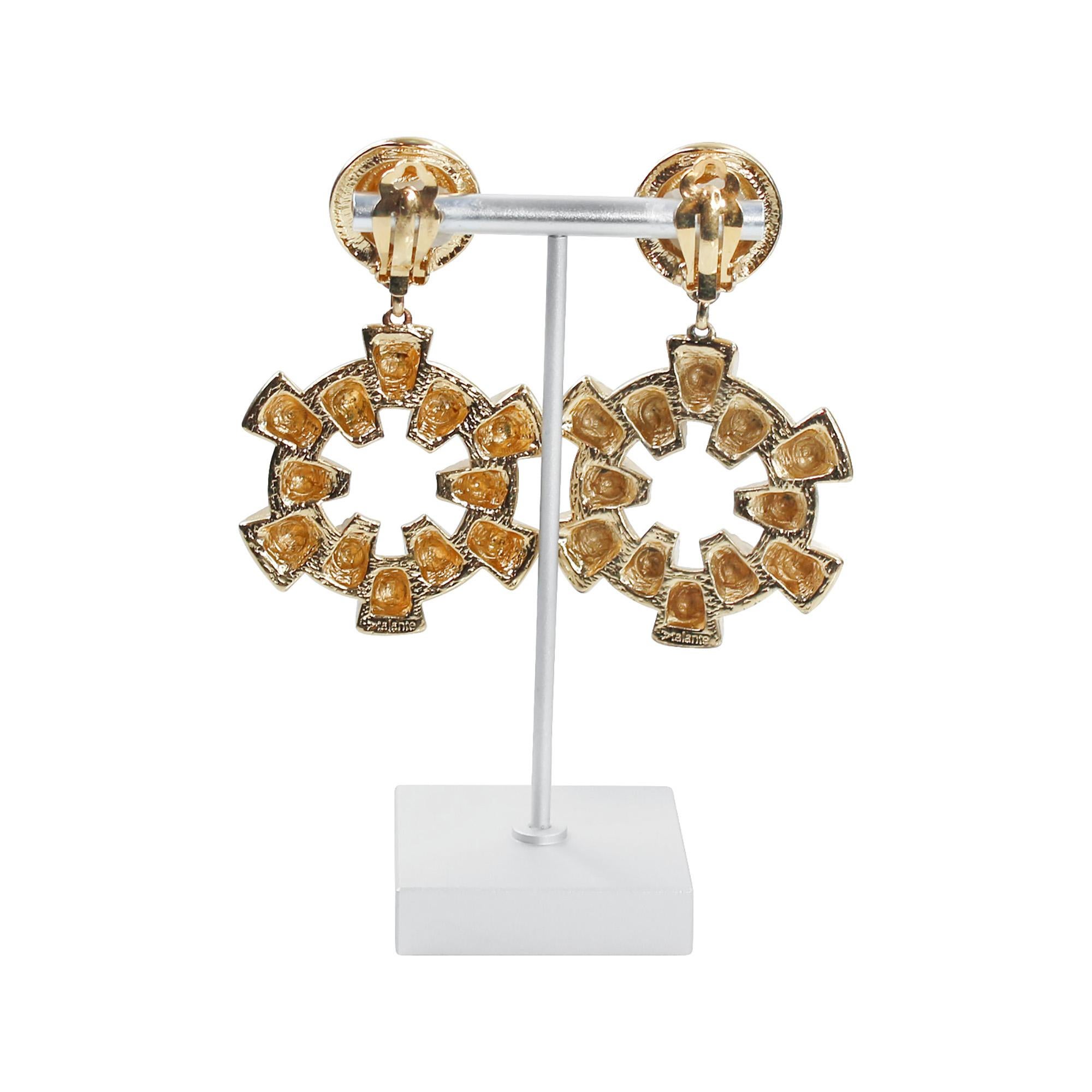 Vintage Atalante Heavy Gold Tone  Dangling Hoops Circa 1980s For Sale 2