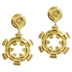 Vintage Atalante Heavy Gold Tone  Cerchi pendenti Circa anni '80
