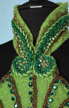 Vintage Atelier Versace green organza top fully embroidered