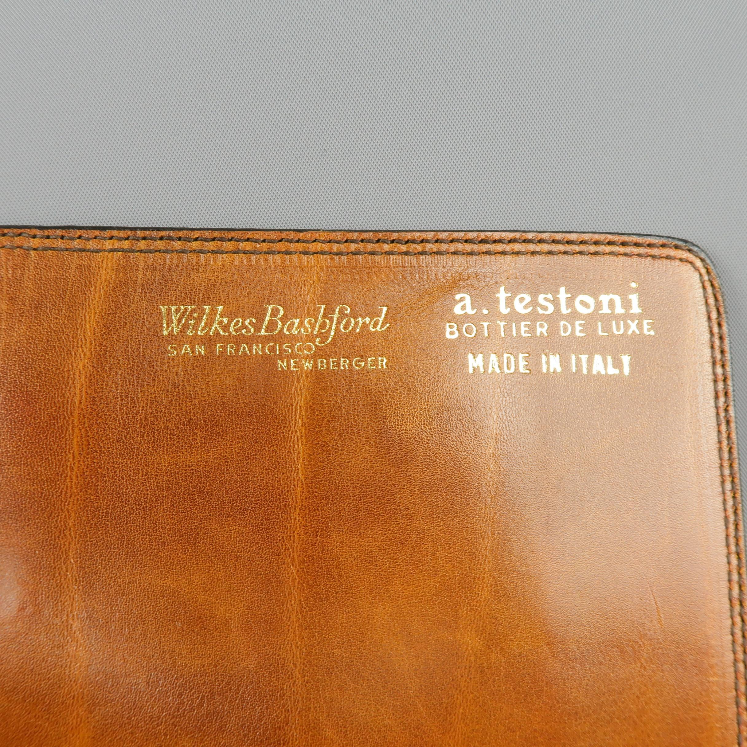 Vintage A.TESTONI Tan Leather Wristlet Clutch 3