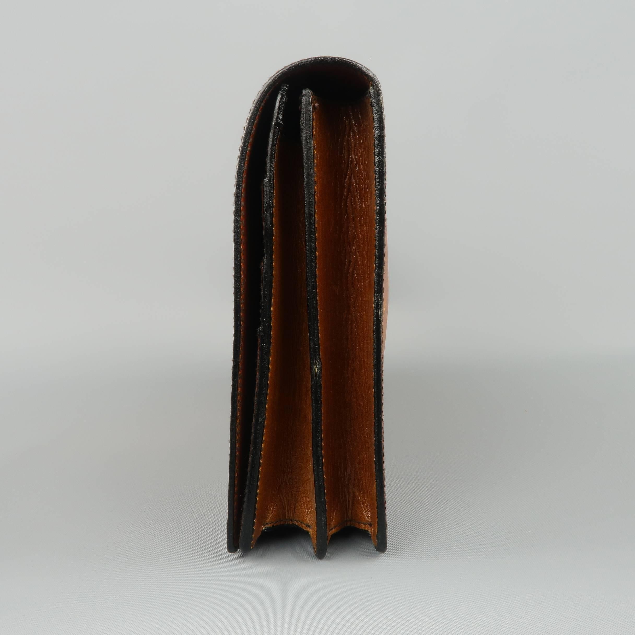 Brown Vintage A.TESTONI Tan Leather Wristlet Clutch