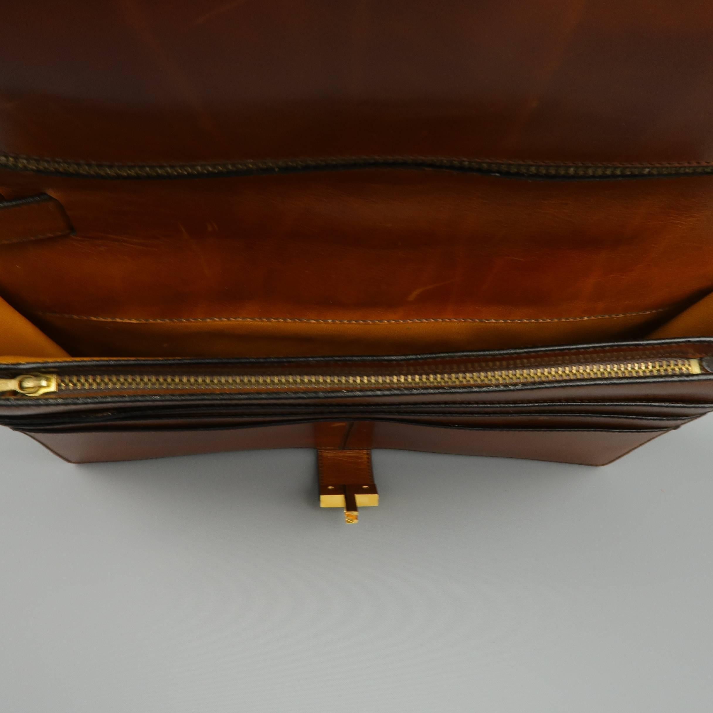 Vintage A.TESTONI Tan Leather Wristlet Clutch 1