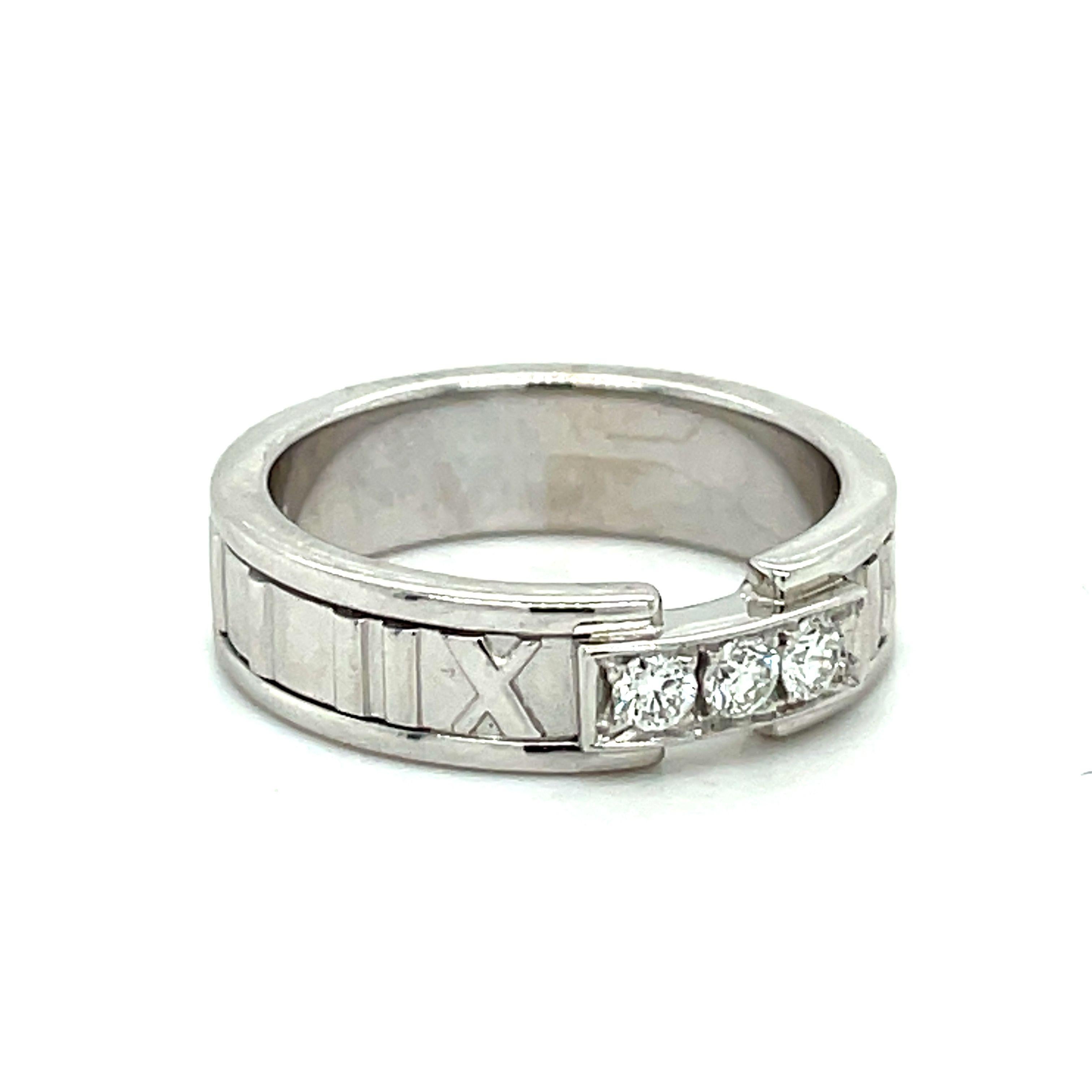 Taille ronde Atlas Tiffany and Co. Bague, Tiffany & Co Jewelry, diamant en or blanc 18k en vente