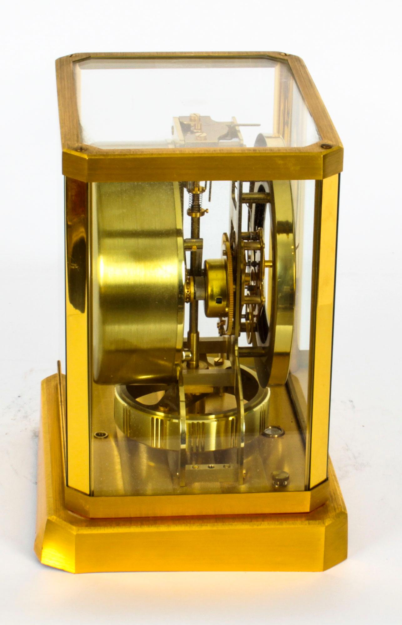 Brass Vintage Atmos Jaeger le Coultre Mantle Clock Box 20th C