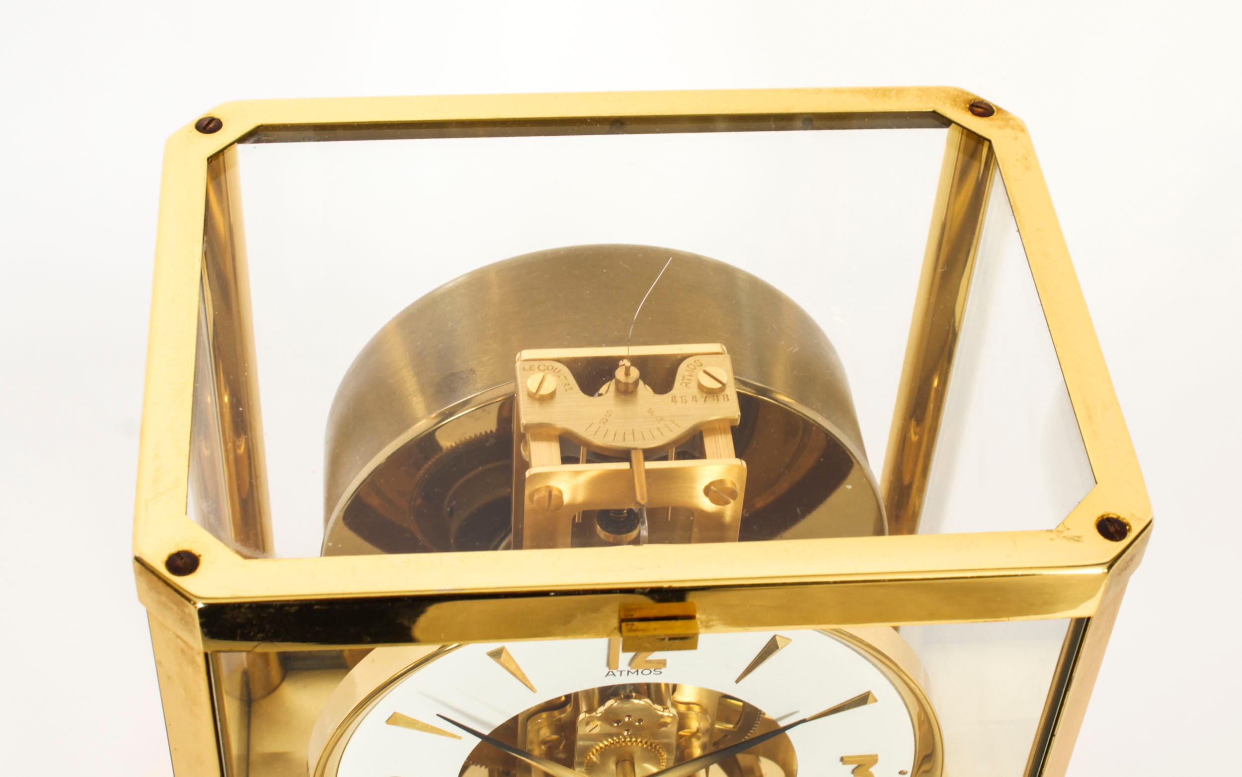Vintage Atmos Jaeger le Coultre Mantle Clock C1970 20th Century In Good Condition For Sale In London, GB