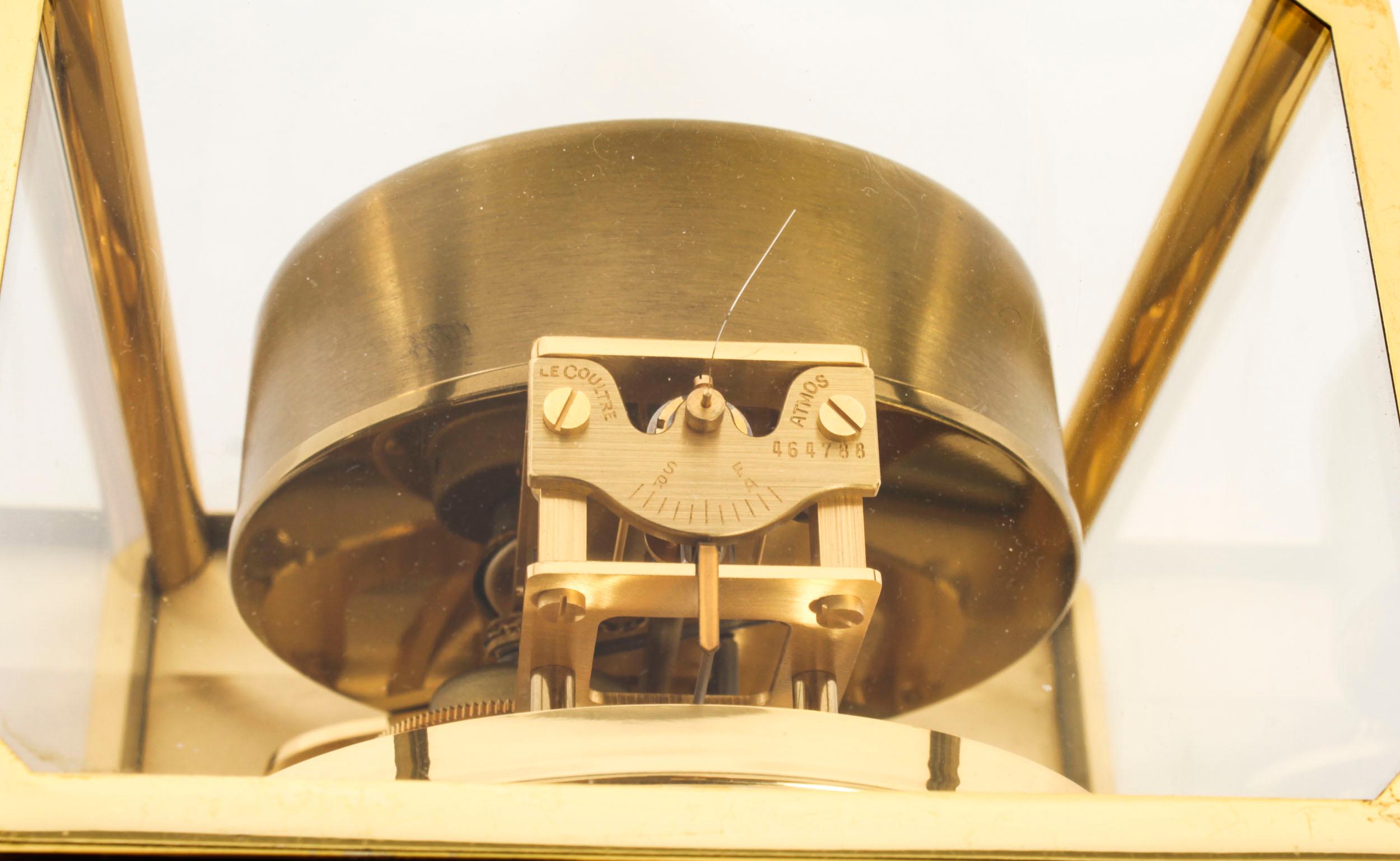 Fin du 20e siècle Pendule de cheminée Atmos Jaeger le Coultre C1970 20ème siècle en vente
