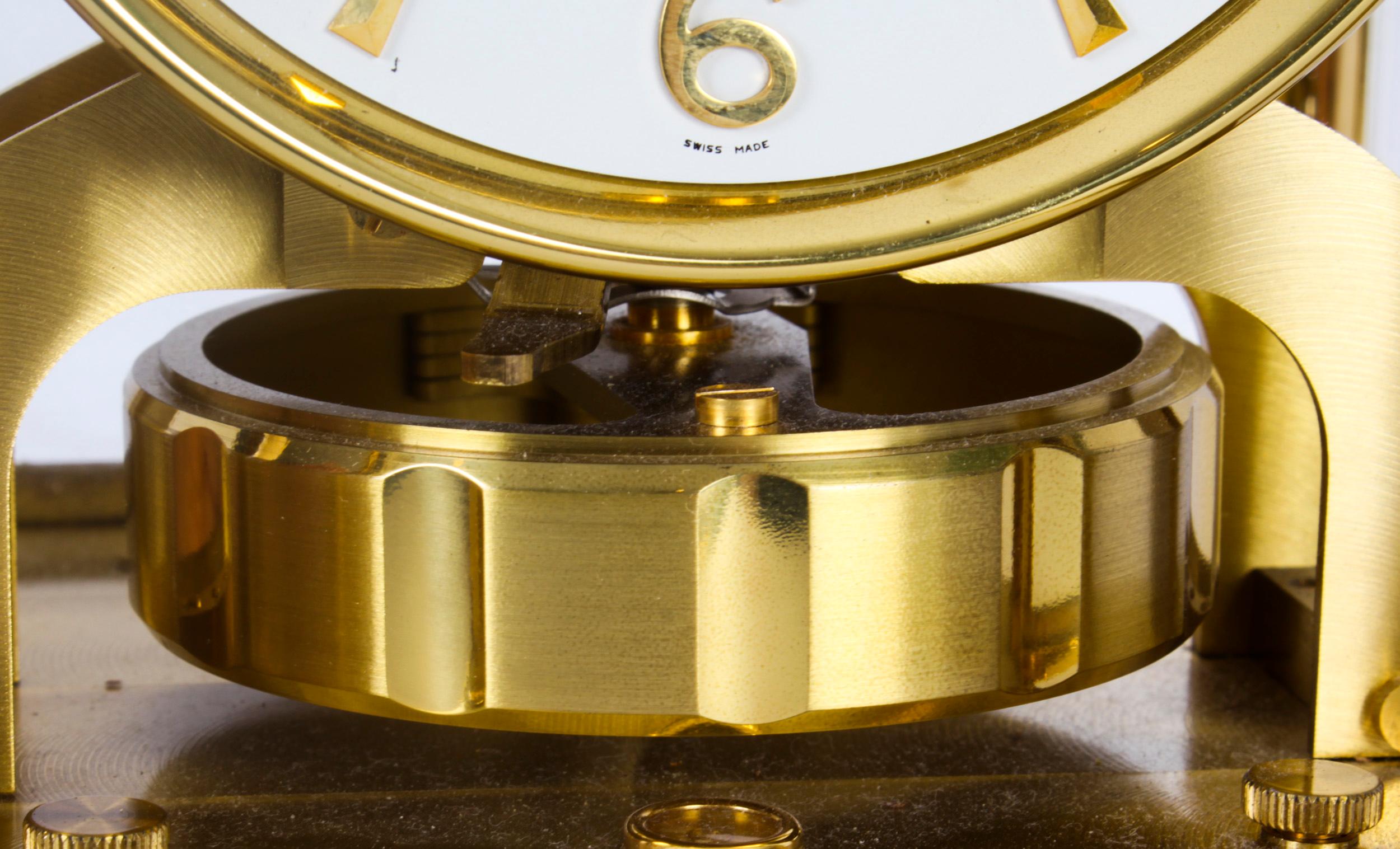 Brass Vintage Atmos Jaeger Le Coultre Mantle Clock, Mid 20th C