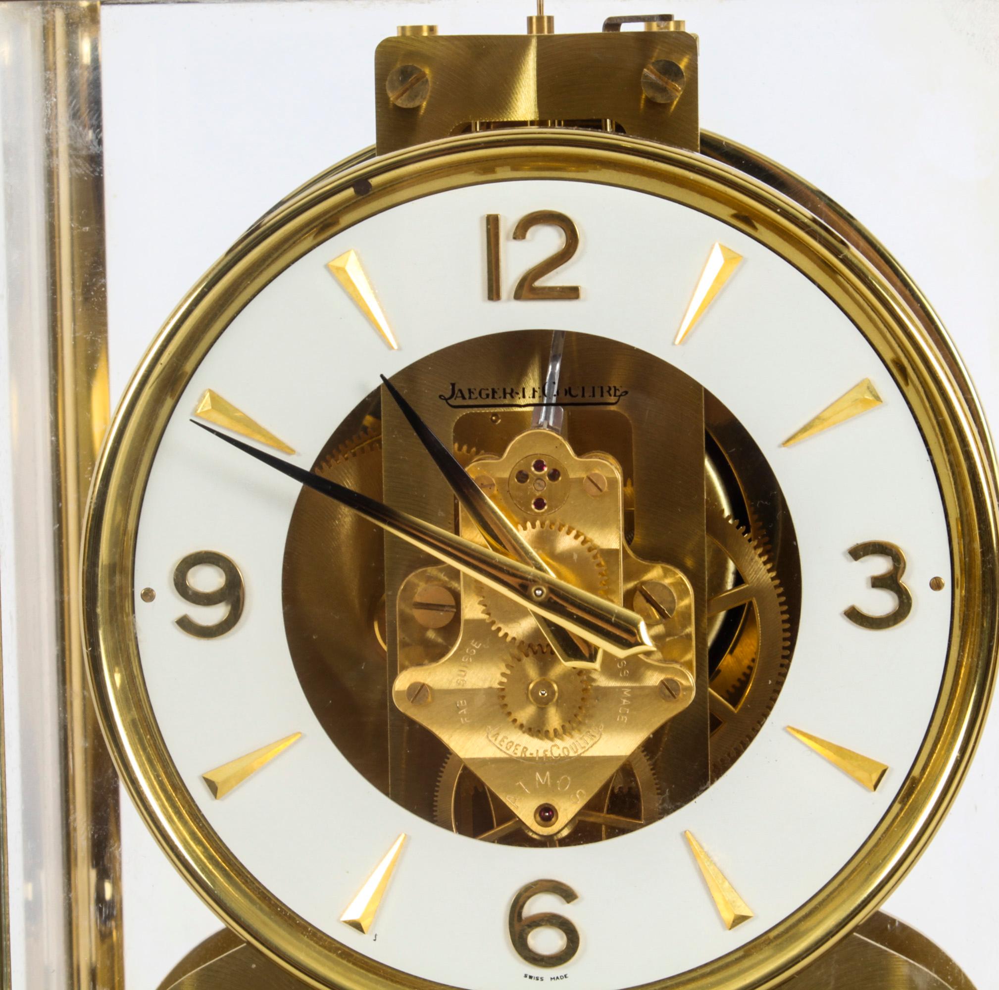 Pendule de cheminée vintage Atmos Jaeger Le Coultre, milieu du 20e siècle 2