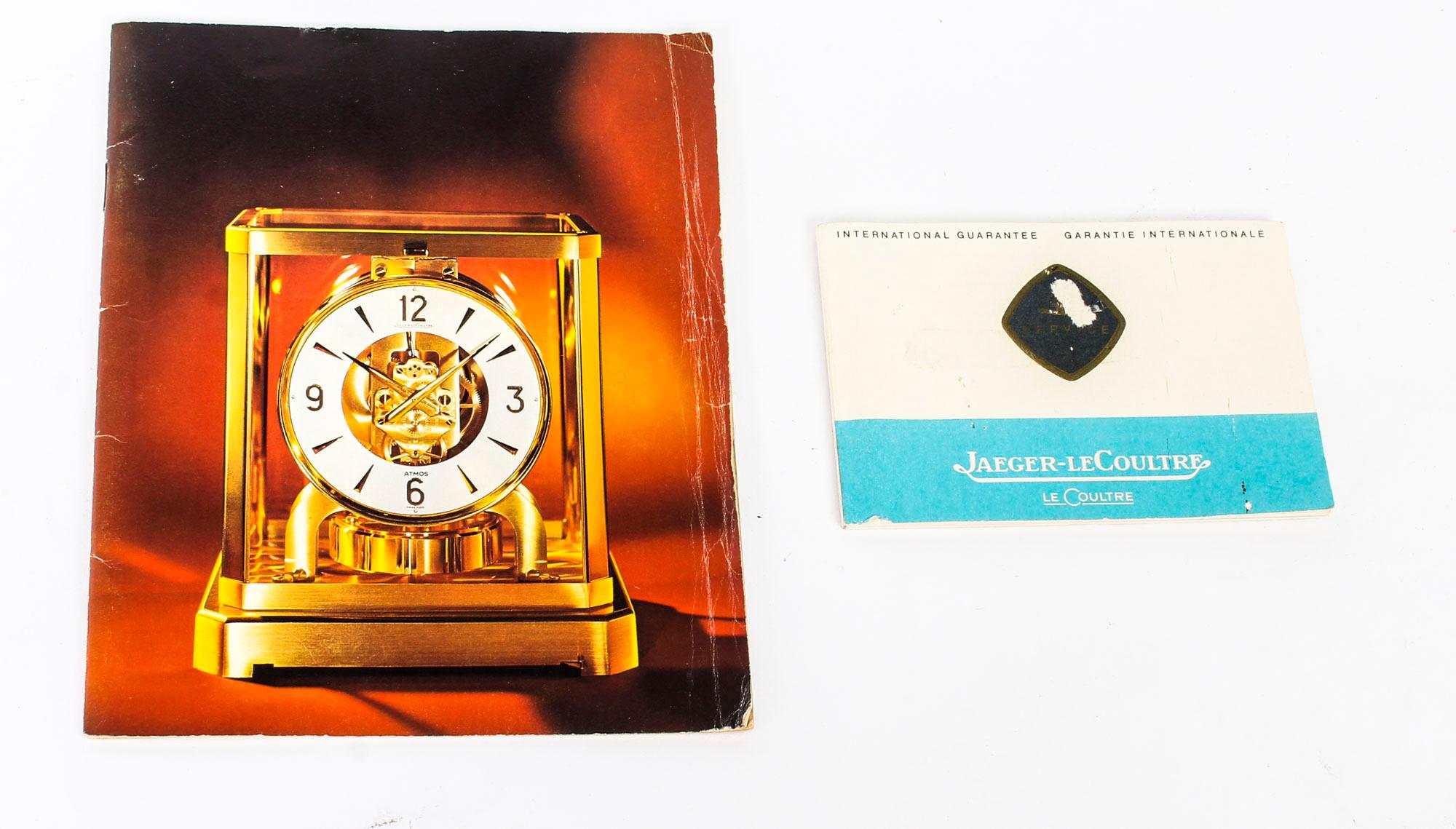 Vintage Atmos Vendome Jaeger le Coultre Mantle Clock Box & Papers 20th Century 9