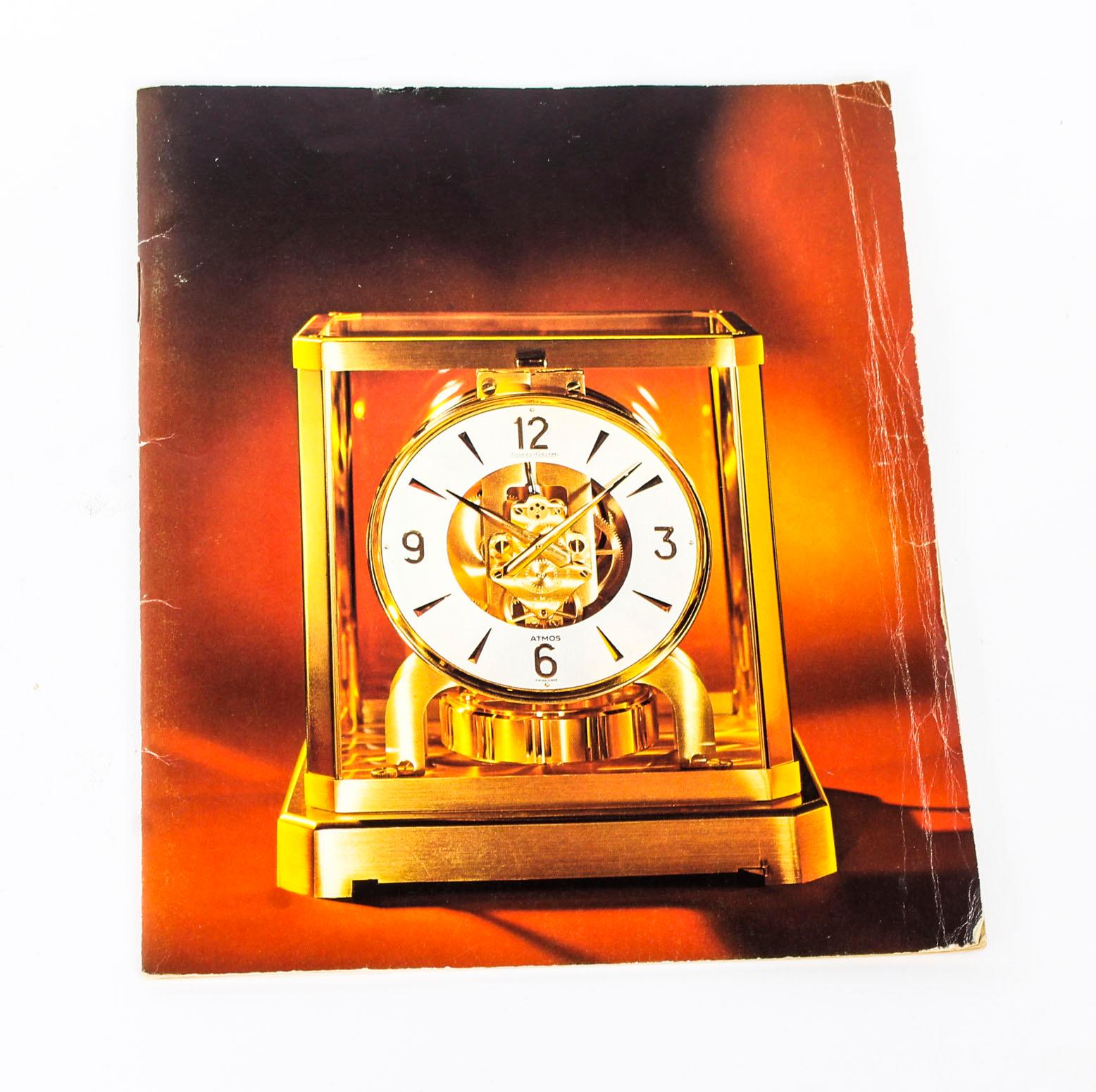 Vintage Atmos Vendome Jaeger le Coultre Mantle Clock Box & Papers 20th Century 11