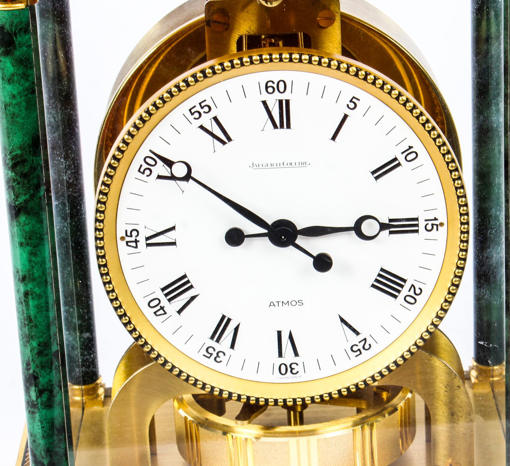 Swiss Vintage Atmos Vendome Jaeger le Coultre Mantle Clock Box & Papers 20th Century