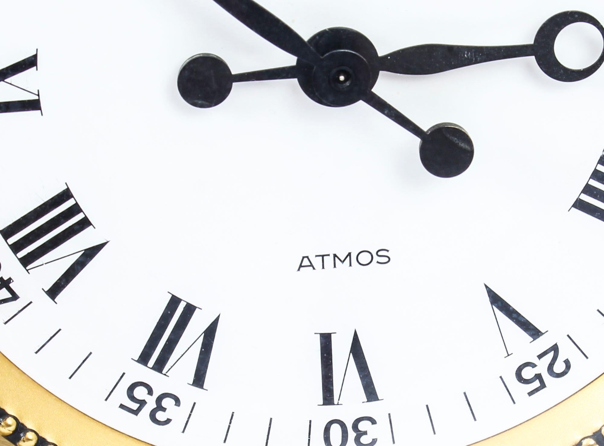 Gilt Vintage Atmos Vendome Jaeger le Coultre Mantle Clock Box & Papers 20th Century