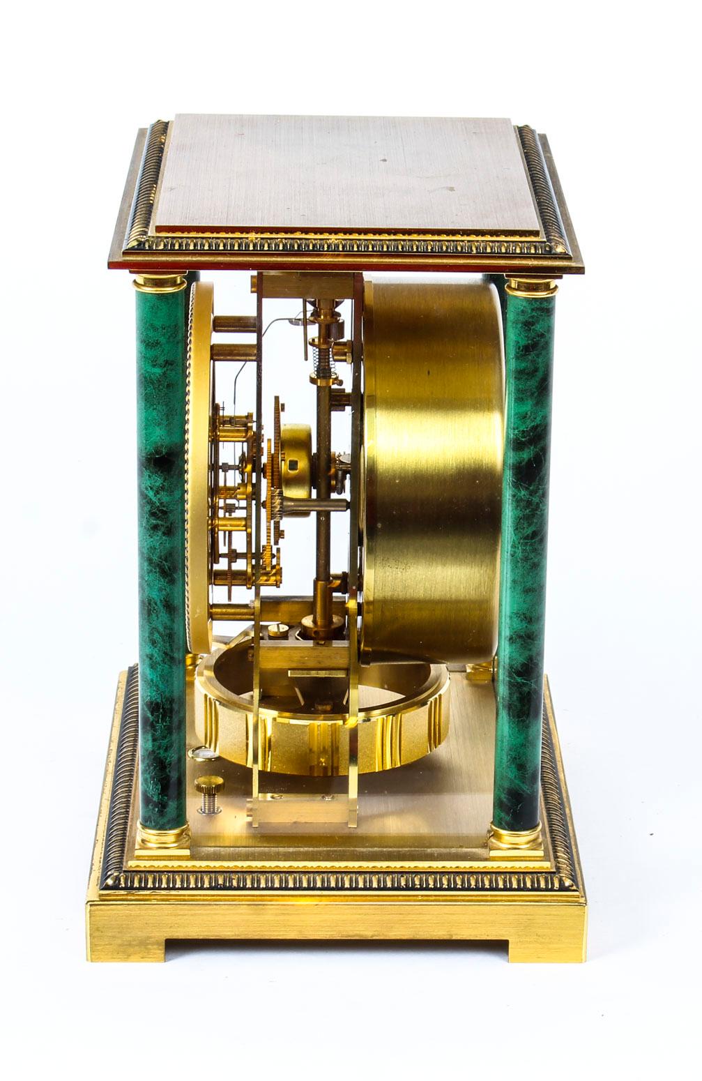 Brass Vintage Atmos Vendome Jaeger le Coultre Mantle Clock Box & Papers 20th Century